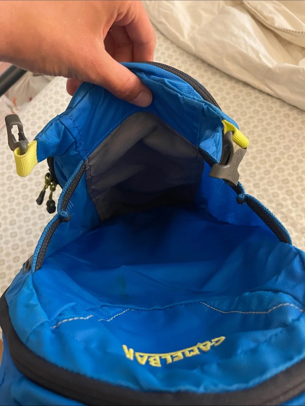 CamelBak Blue Hydration Pack with Neon Yellow Accents